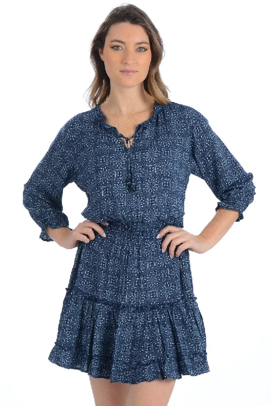 women's easy-to-wear dressesIbiza Dress / Deep Indigo Medallion