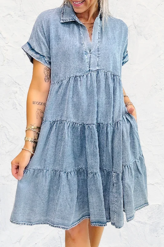 women's fashionable dressesLovely Days Denim Dress