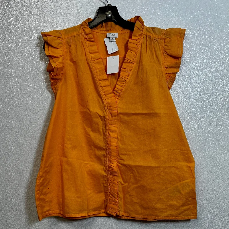 women's tops with sheer overlaysOrange Top Sleeveless Basic J Crew O, Size S