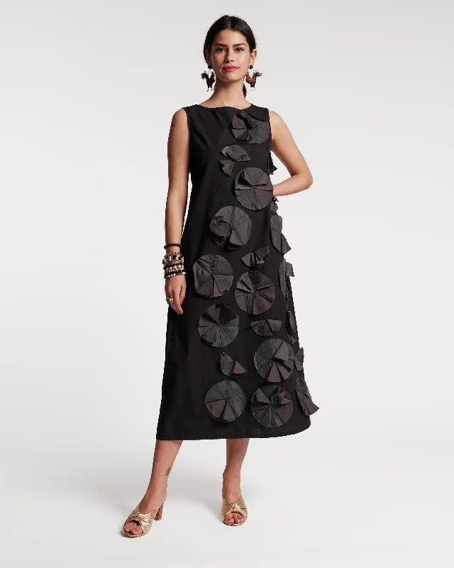 women's high-low dressesOrigami Flower Dress Black