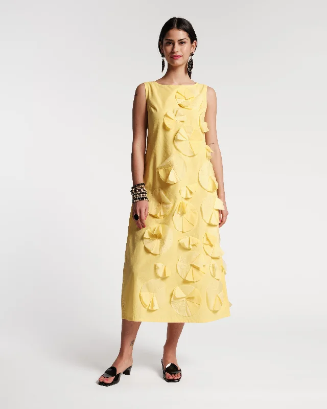 women's ethical fashion dressesOrigami Flower Dress Yellow