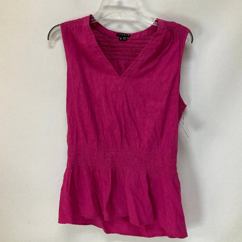 women's tops with spaghetti straps and deep V-necksPink Top Sleeveless Theory, Size L