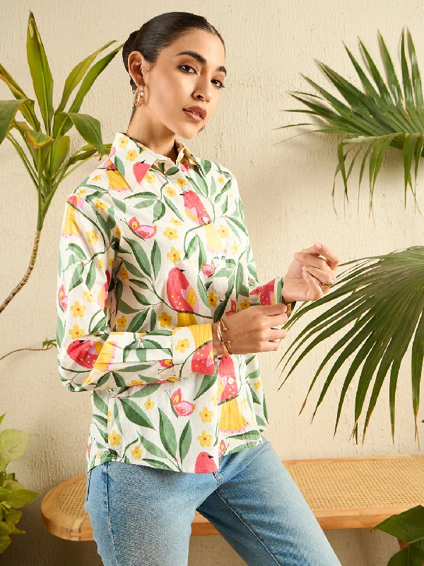 women's tops for those who seek both style and comfortPrinted Cotton Shirt