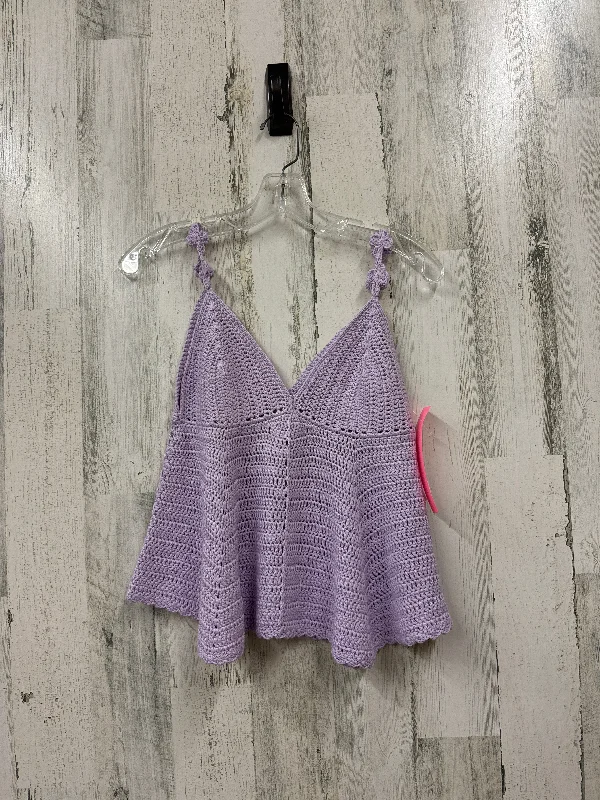 women's tops with lace-up frontsPurple Top Sleeveless Pol, Size S