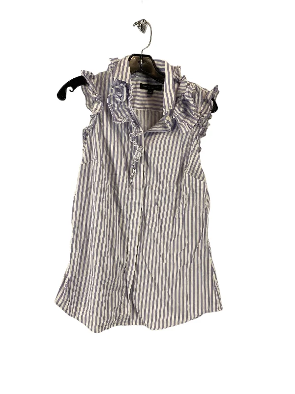 women's tops for those who want to make a fashion statementPurple & White Top Sleeveless Banana Republic, Size 6