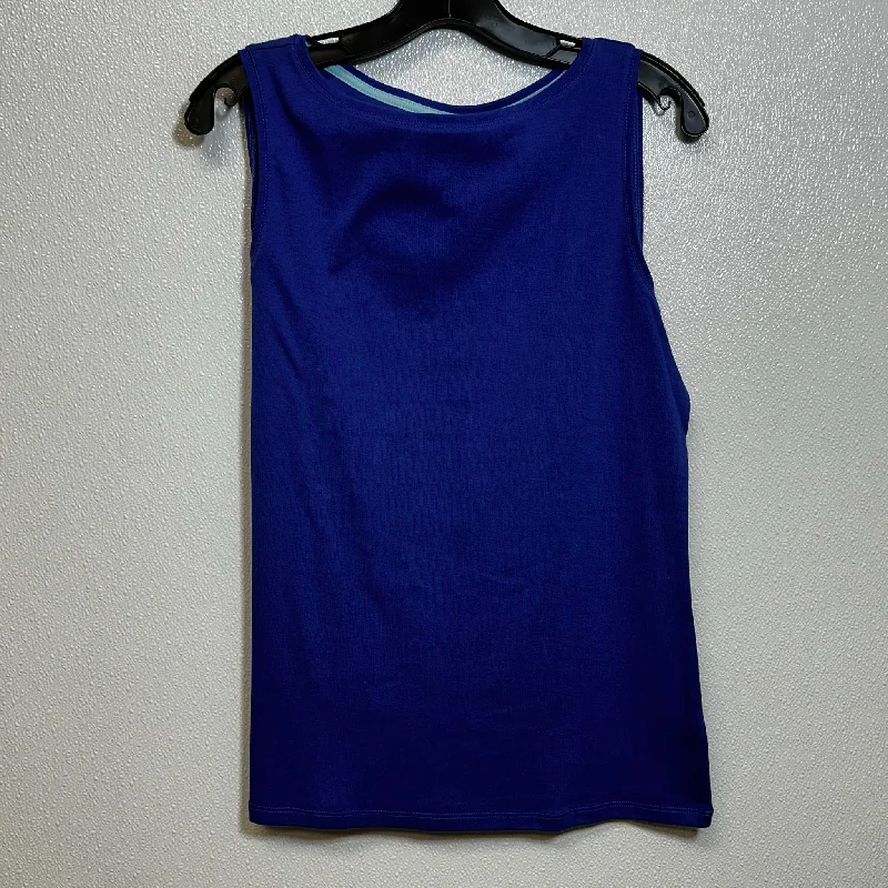 women's tops with cold-shoulder cuts and lace detailingRoyal Blue Top Sleeveless Basic Talbots O, Size M