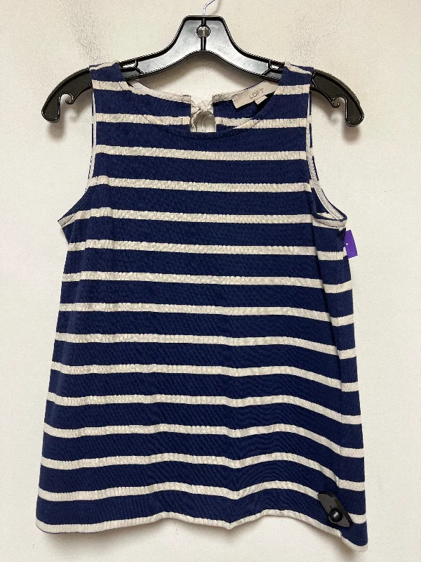 women's tops with cold-shoulder cutsStriped Pattern Top Sleeveless Loft, Size Xs