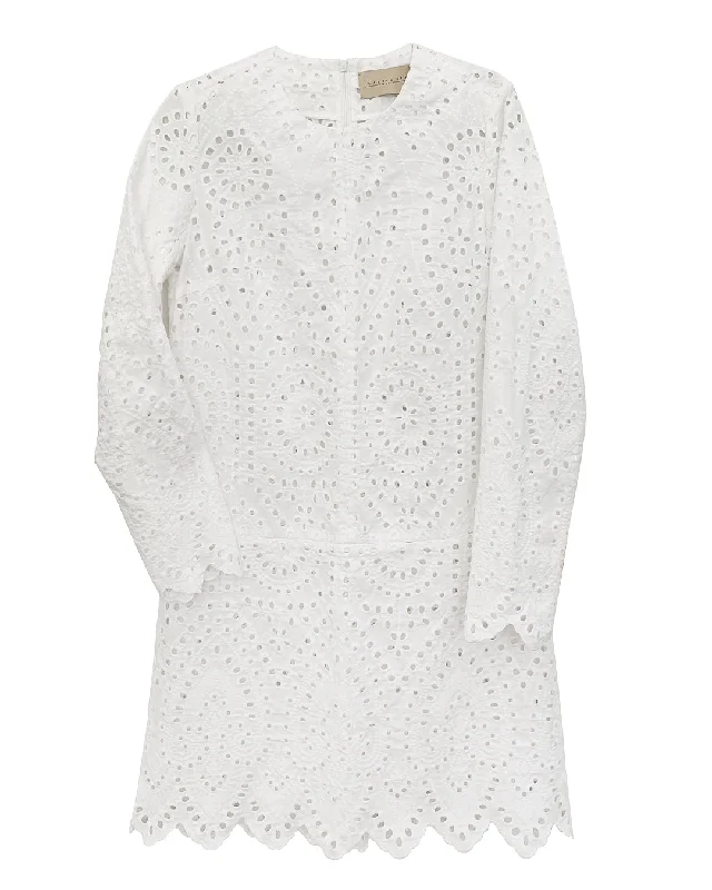 women's neon dressesTwiggy Shift Dress in White Eyelet