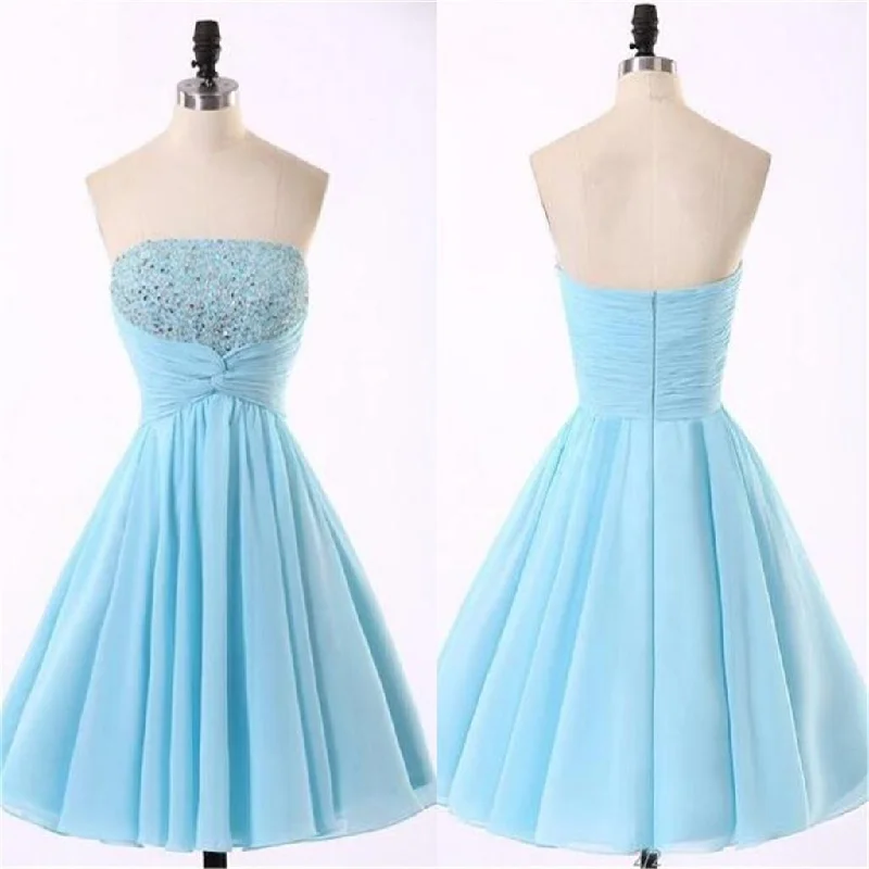 prom dresses for springCheap Chiffon Light Blue Cute homecoming prom dresses, CM0018