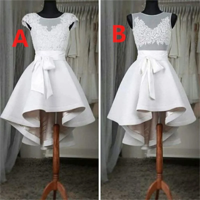 satin prom dressesCharming Popular New Design Sexy See through Lace High Low homecoming prom dresses,  CM0001