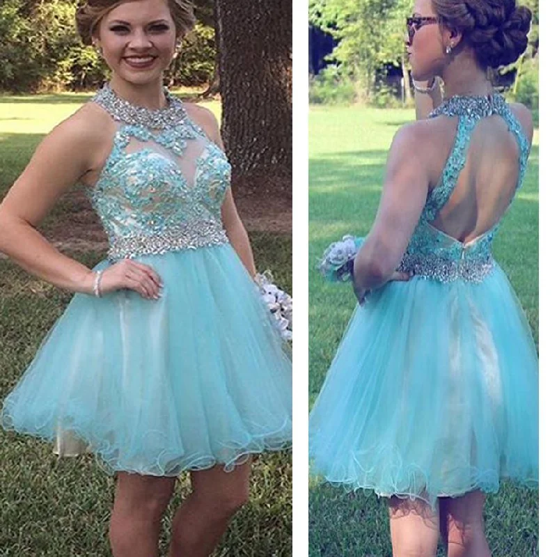 elegant prom dressesHot Selling Tiffany Blue sparkly open back cute for teens homecoming prom dresses,BD00164