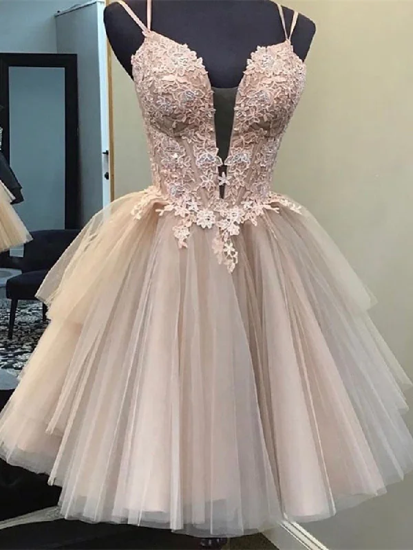 geometric print prom dressesLace Tulle Homecoming Dresses, Short Prom Dresses, Popular Homecoming Dresses