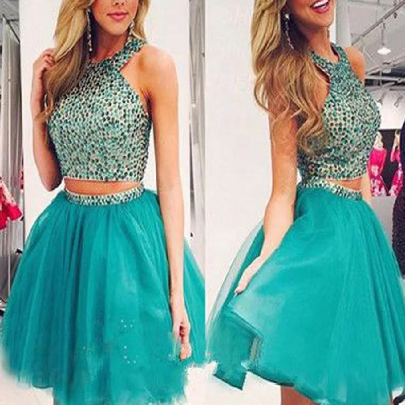 prom dresses for tall girlsNew Arrival turquoise two pieces beaded off shoulder casual homecoming prom dress,BD00143