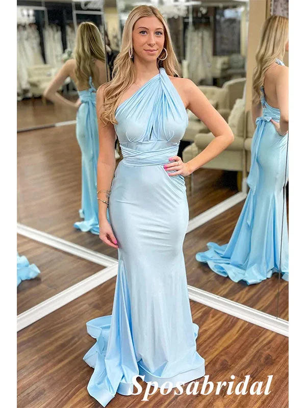 dark prom dressesSexy Convertible Soft Satin Mermaid Long Prom Dresses, PD3763