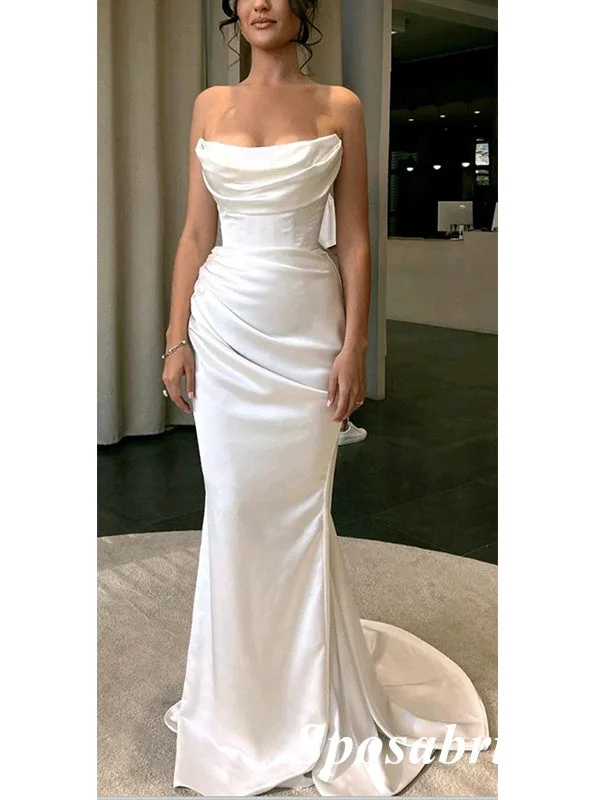 prom dress style guidesSexy White Soft Satin Sweetheart Sleeveless Mermaid Long Prom Dresses, PD3849